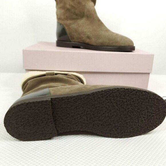 New Furla Melany Suede Brown Shearling Boots - Picture 5 of 7